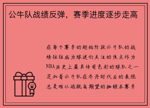 公牛队战绩反弹，赛季进度逐步走高